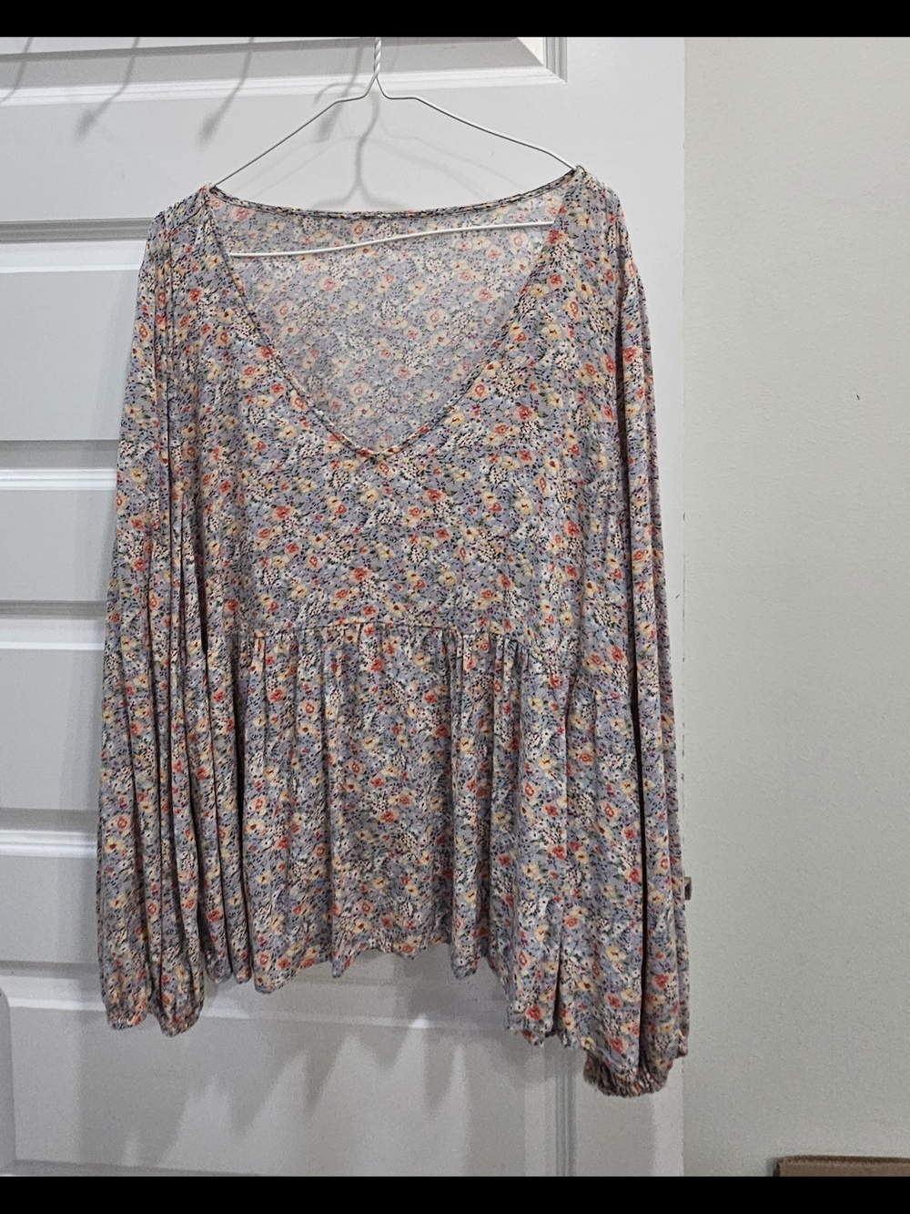 American Eagle Outfitters Floral V-Neck Tunic - Blue Mix